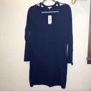 NWT SPLENDID Black Long Sleeve Cotton Dress Sz S